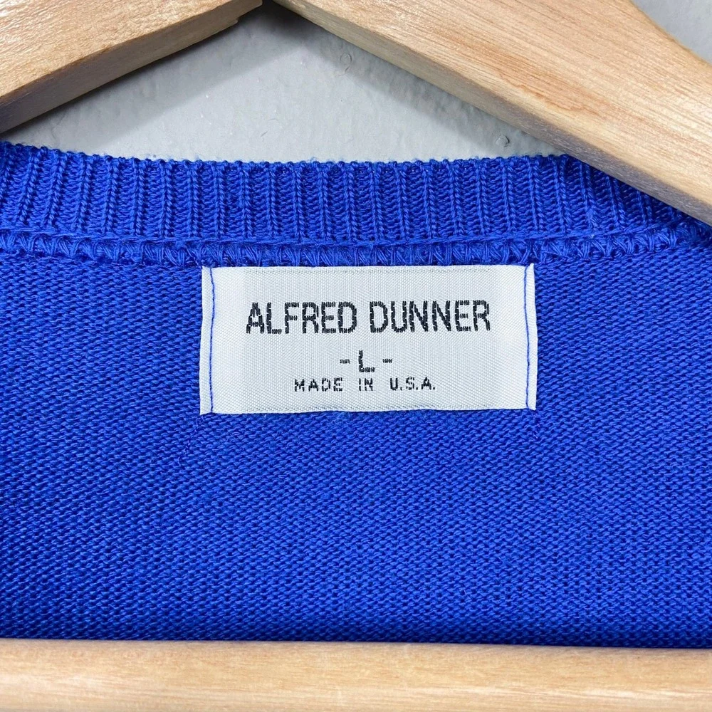 Vintage Alfred Dunner Twofer Cardigan Sweater Set Size L‎ Striped Blue Attached